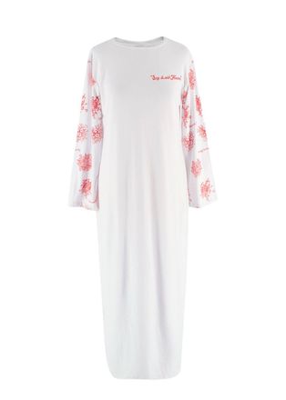 Rosie Assoulin White Floral Detail Long Sleeve T-Shirt Dress Size S