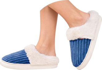Generic Cozy Home Comfort Unisex Ribbed Cotton Memory Foam Slippers, Plush Lined Indoor House Shoes with Non-Slip Sole, 7 Colors