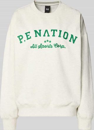 P.E Nation Sweatshirt mit Label-Stitching und Rundhalsausschnitt in Hellgrau Melange, Gr&ouml;&szlig;e XL