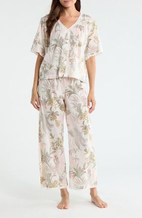 Nordstrom Peached Cotton Lawn Pajama Set in Ivory- Olive Fern Toile at Nordstrom, Size X-Large