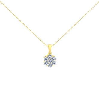 House of Brilliance 14K Yellow Gold 1.00 Cw Diamond 7 Stone Floral Cluster Pendant Necklace at Nordstrom