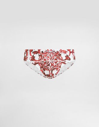 Dolce & Gabbana Majolica-print High Swim Briefs - Man Beachwear Multicolor 2