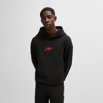 HUGO BOSS Hugo Mens Dlogolong Hoodie in Black Cotton - Size Small