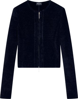 Giorgio Armani Blue Chenille Zip Blazer