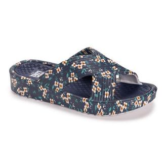 Muk Luks Spa Day Sandal in Navy Floral at Nordstrom, Size Medium