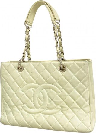 Chanel White Grained Calfskin Tote Bag (Pre-Owned)