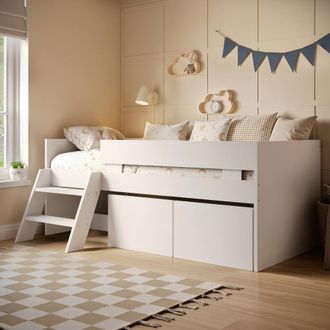 Flair Logan Single Storage Low Sleeper Bed in White