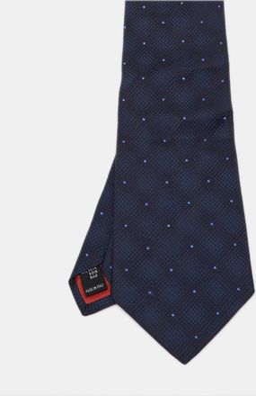 S.T. Dupont S. t. Dupont Navy Blue Geometric Patterned Silk Jacquard Traditional Tie