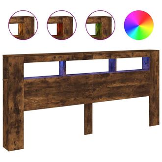 vidaXL Cabecero Led Madera Ingenier&iacute;a Roble Ahumado 220x18,5x103,5 Cm Vidaxl