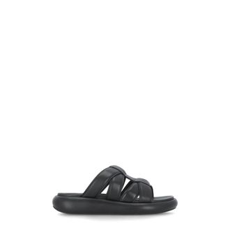 Ash Zwarte Leren Sandalen met Verhoogde Zool - Dames - Sandalen - Zwart - 39 EU - Schoenen