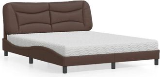 vidaXL Vidaxl - Cama Con Colch&oacute;n Cuero Sint&eacute;tico Marr&oacute;n 160x200 Cm