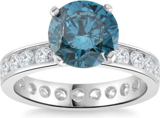 Pompeii3 4 Ct TW Blue & White Diamond Eternity Engagement Ring in 14k White Gold
