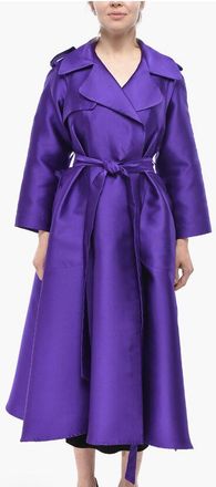 Super Blond Satin-Blend Silk Wrap Trench Coat LANVIN size 40