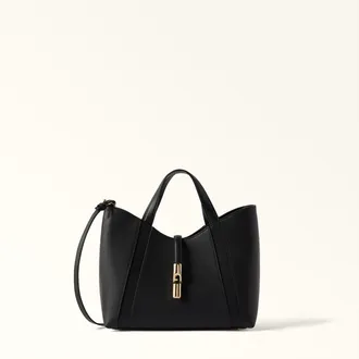 Furla Goccia Borsa A Spalla S Nero Nero Pelle Di Vitello Notte + Pelle Di Vitello Sidney Donna