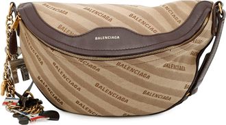 Balenciaga Beige Brown Canvas Leather Sling Bag (Pre-Owned)