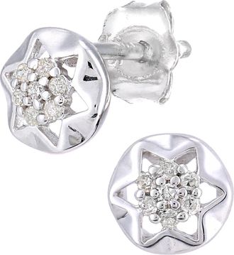 Diamant L'&eacute;ternel Womens 9ct White Gold Diamond Star Stud Earrings - One Size