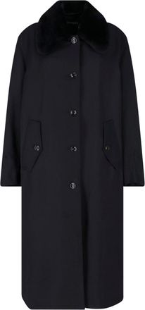 Our Legacy Black Tundra Shearling Collar Gabardine Coat