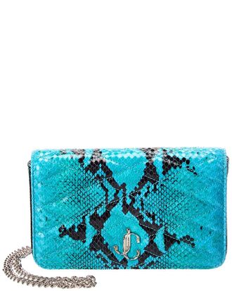 Jimmy Choo London Farone Snake-Embossed Leather Wallet On Chain