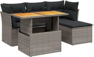 vidaXL Vidaxl - Set De Muebles De Jard&iacute;n 6 Pzas Y Cojines Rat&aacute;n Sint&eacute;tico Gris