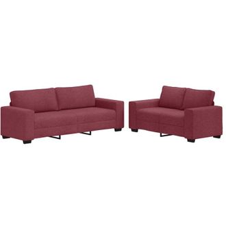 vidaXL Vidaxl - Juego De Sof&aacute;s Con Cojines 2 Piezas Tela Rojo Tinto