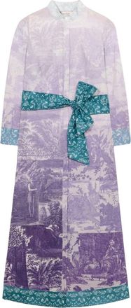 Pierre-Louis Mascia Diomede Dress - Dames - Shirt Kleedjes - Paars - L - Katoen - Kleedjes