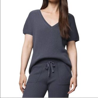 Splendid Georgie Short Sleeve V Sweater In Ice Navy