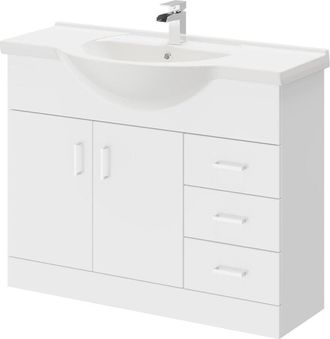 Alexander James Alexander James Gloss White 1050mm Vanity Unit and Basin with 1 Tap Hole