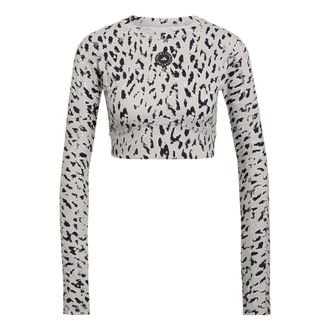 adidas (WMNS) adidas by Stella McCartney TrueStrength Long Sleeve Cropped Top Asia Sizing White Black HC6851