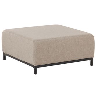 Beliani Otomana De Poli&eacute;ster Beige Arena Negro 83 X 83 Cm Reposapi&eacute;s Patas Metal Rovigo