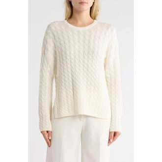 Theory Kareina Cable Stitch Wool Blend Sweater in Ivory at Nordstrom Rack, Size X-Large