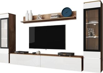 Mirjan24 Mobilier1 - Conjunto De Sal&oacute;n Sarasota 126, Roble Wotan + Blanco Brillante