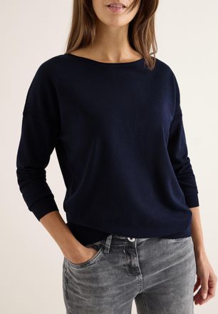 Cecil Strickpullover CECIL, Damen, Gr. L (42), urban dunkelblau, Strick, Obermaterial: 50% Viskose, 28% Polyester, 22% Nylon, unifarben, regular fit normal,