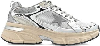 Golden Goose Lightstar Laminated Leather And Mesh Sneakers Shoes