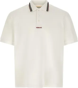 Versace White Logo Shirt Collar Polo