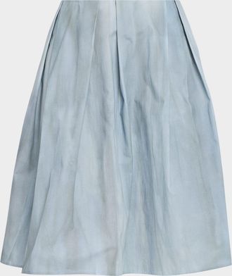 Vince Pleated Washed Ombr&eacute; Cotton Skirt