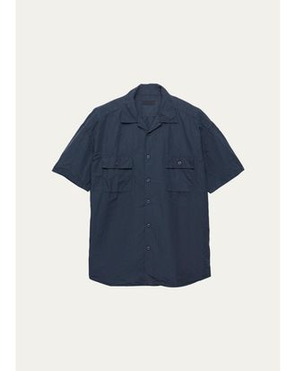 Prada Mens Cotton and Linen Short-Sleeve Shirt