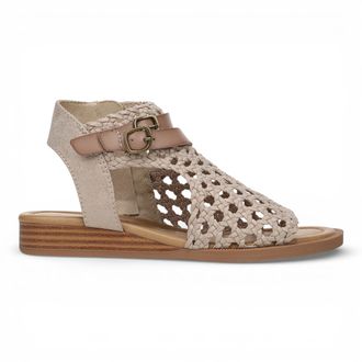 Blowfish Dames Golden Beige Weave Micro Wedge Sandals - Anuella