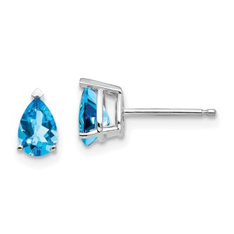 Diamond2Deal 14k White Gold 6x4mm Pear Blue Topaz Earrings