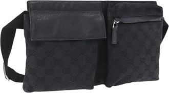 Gucci Pre-owned Vintage GG Canvas Waist Bag - Dames - Vintage Heuptassen - Zwart - ONE Size - Vintage