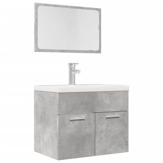 Berkfield Home 2 Piece Bathroom Furniture Set Concrete Grey Engineered Wood