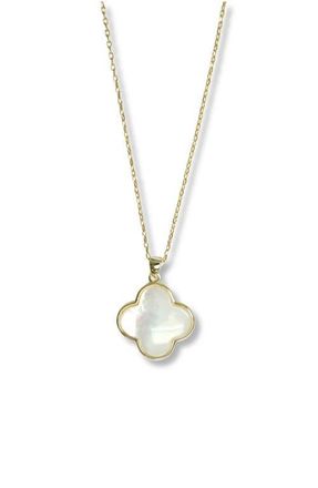 Argento Vivo Mother-of-Pearl Clover Pendant Necklace in White/Gold at Nordstrom