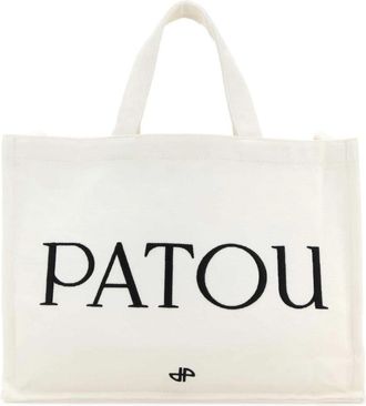 Patou Medium Logo Tote - Dames - Shoppers - Wit - ONE Size - Katoen - Tassen