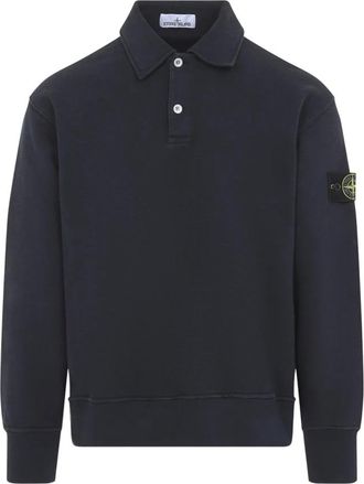 Stone Island Lange Mouw Polo - Heren - Sweatshirts - Blauw - M - Katoen - Hoodies & sweatvesten