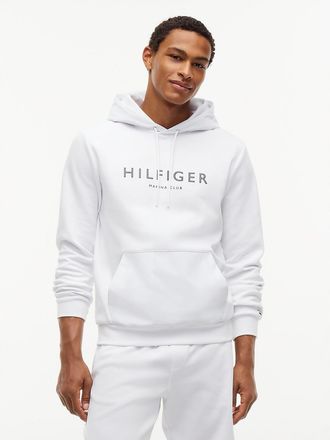 Tommy Hilfiger Mens Marina Club Logo Mixed-Media Hoodie - White - XXL