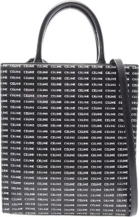Celine Pre-owned Small Vertical Cabas Triomphe Coated Canvas Tote Bag - Dames - Vintage Shopper - Zwart - ONE Size - Leer - Vintage