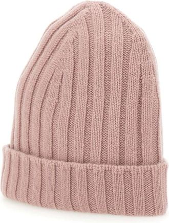 Gran Sasso Kasjmier Geribbelde Roze Hoed - Heren - Hoeden - Roze - ONE Size - Kasjmier - Accessoires