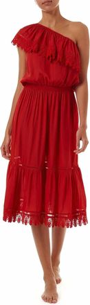 Melissa Odabash Jo One-Shoulder Midi Dress In Red