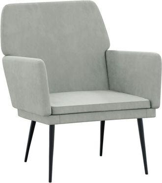 vidaXL Sill&oacute;n De Terciopelo Gris Claro 62x79x79 Cm Vidaxl