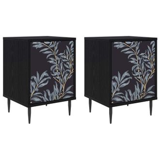 vidaXL Mesa De Noche Dokkum 2 Uds. Roble Negro 36 X 33 X 51 Cm Vidaxl