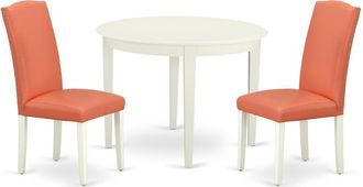 East West Furniture Dining Room Set Linen White, BOEN3-LWH-78